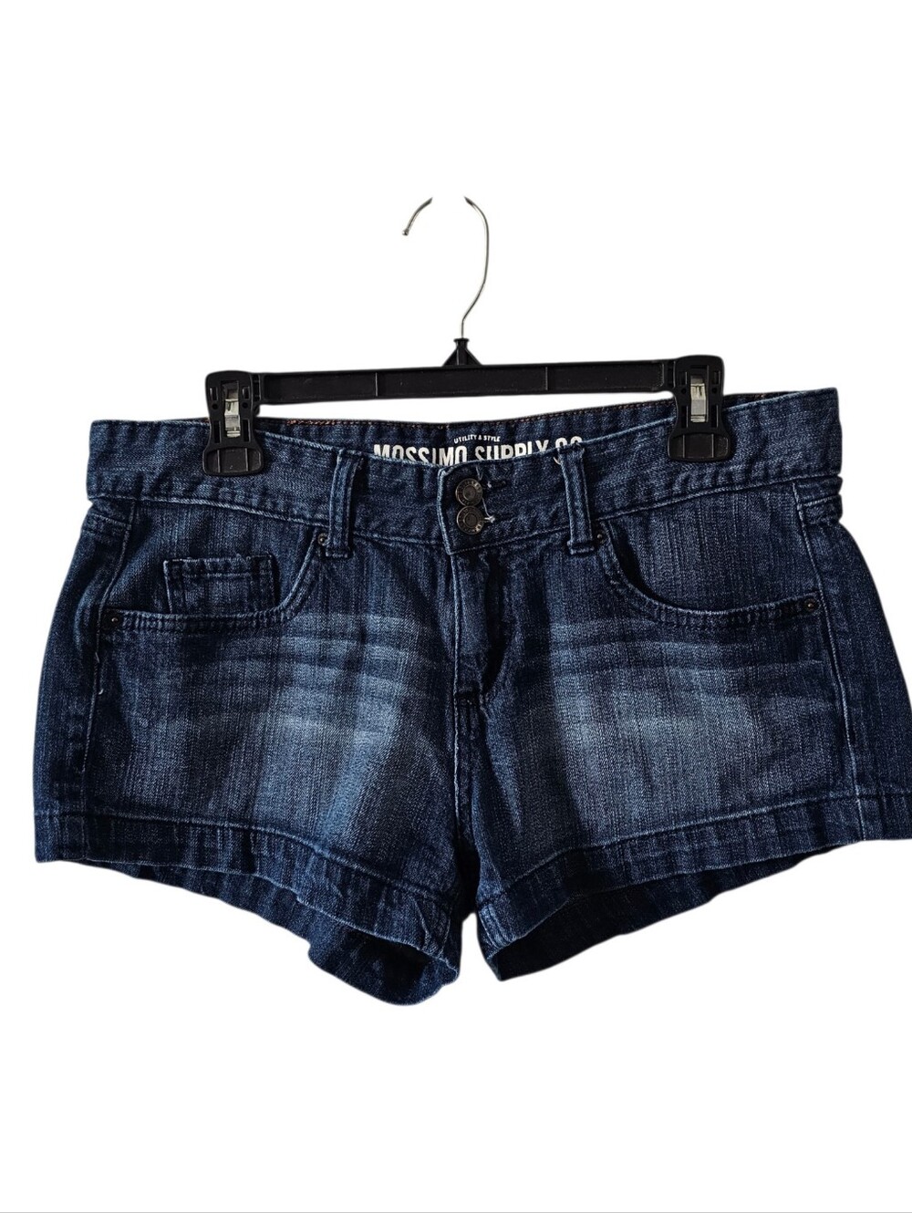 Vintage Y2K Mossimo Supply Co Denim Shorts Women Size 13 Low Rise Dark Wash